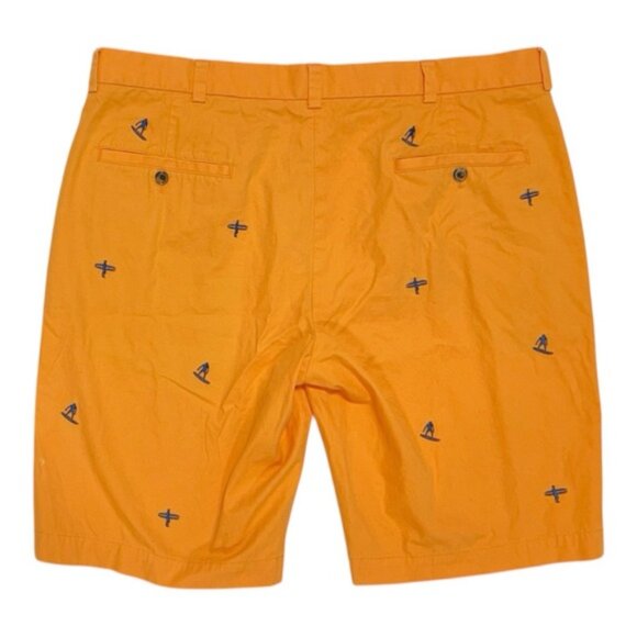 Brooks Brothers 346 Embroidered Chino Shorts Orange Surfer Preppy Coastal Sz38 - Picture 2 of 4
